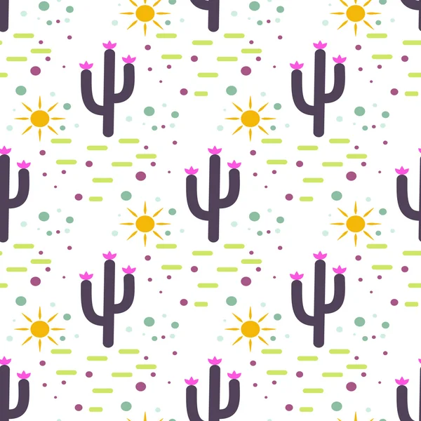 Purple and white cactus desert seamless pattern. — Stock Vector