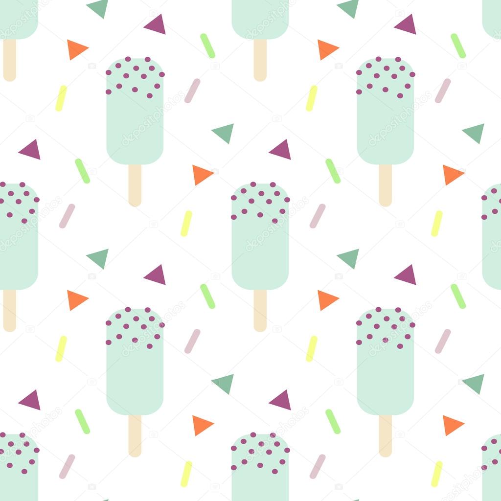 Mint ice cream seamless pattern.