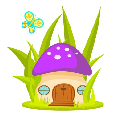 Mantar ev karikatür vektör çizim.