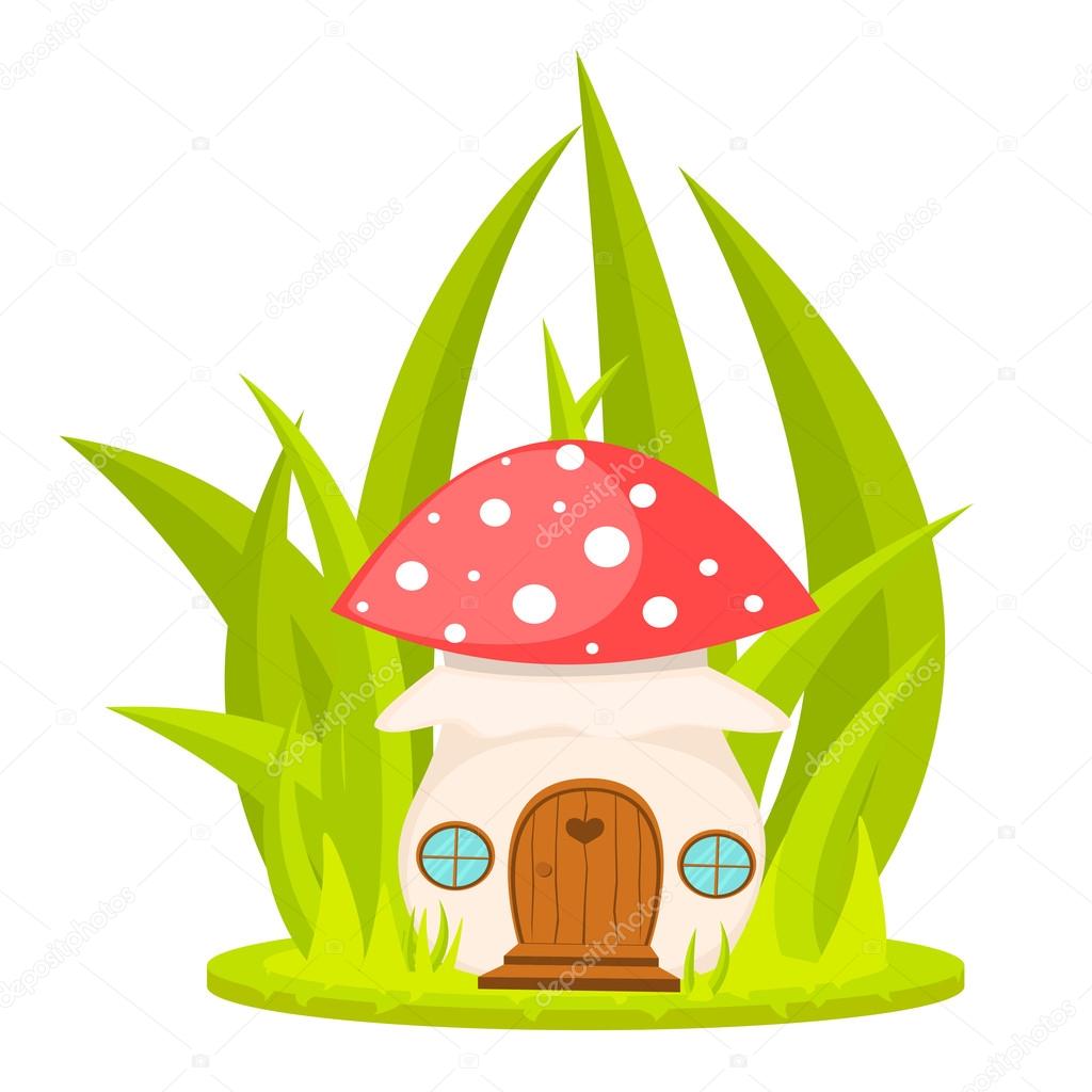 Mushroom house cartoon vector illustration.