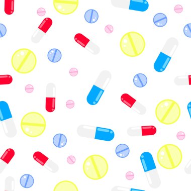 Tıp sorunsuz vektör desen hap. Hap, uyuşturucu ve vitaminler.