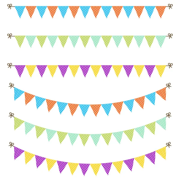 Bunting garland dotted flags vector. — Stock Vector