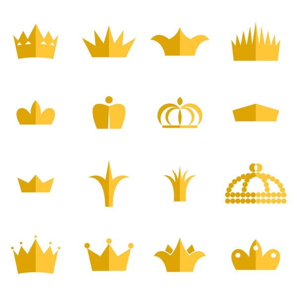 Gold crown clip art vector set. — Stock Vector