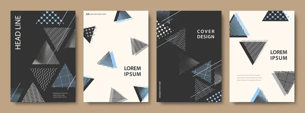 Set Von Geometrischen Hintergründen Collage Stil Cover Design Vorlagen Vektorflache — Stockvektor