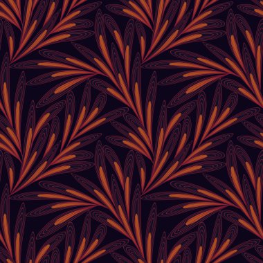Vektör Avustralya Aborjin esinlenen yaprakları ile Seamless modeli. Modern arka plan bastırılmış, zevkli renklerde.