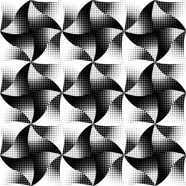 Naadloze geometrische patroon van golvende ruit. Vector monochroom stippen achtergrond. Geen kleurovergang. Gemakkelijk te bewerken. — Stockvector