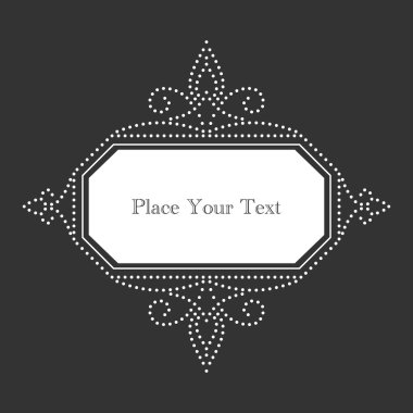 Kara tahta arka plan üzerinde beyaz noktalar ile süs, vintage tarzı vektör çerçeve. Uzun altıgen tasarım davetiye, tebrik kartları, el ilanları ve Duyurular. Düzenlemek basit.