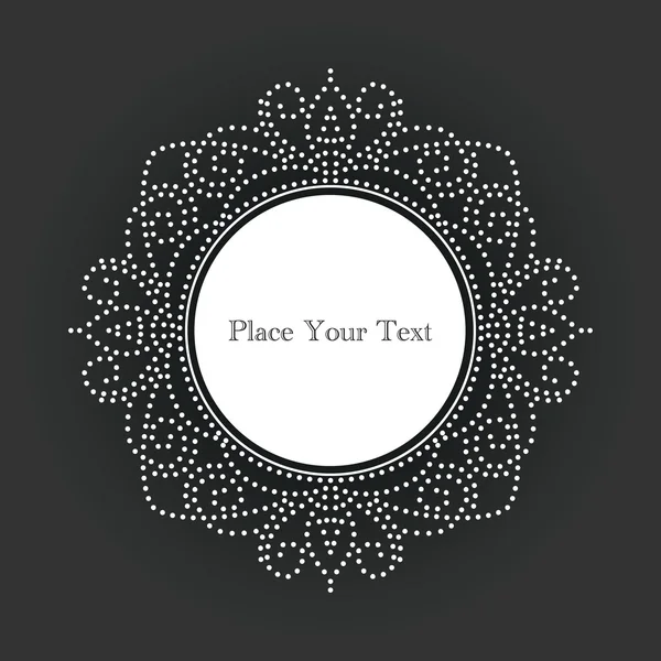 Kara tahta arka plan üzerinde beyaz noktalar ile süs, vintage tarzı vektör çerçeve. Daire tasarım davetiye, tebrik kartları, el ilanları ve Duyurular. Düzenlemek basit.