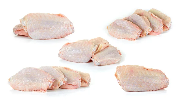 Nyers csirke szárny elszigetelt fehér háttér — Stock Fotó