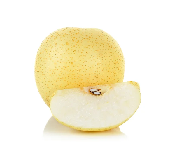 Sliced yellow pear isolated on the white background — Stock Photo, Image