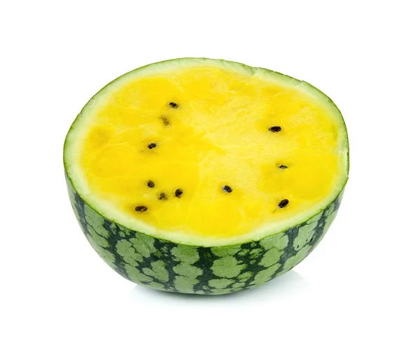 Halbe gelbe Wassermelone isoliert — Stockfoto
