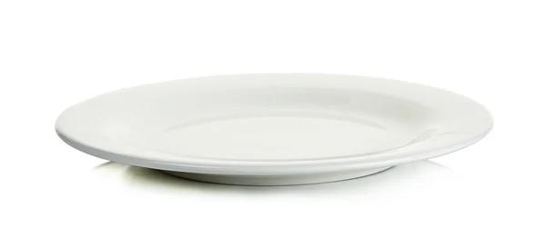 Πιάτο άδειο λευκό κύκλο που απομονώνονται σε λευκό — Φωτογραφία Αρχείου