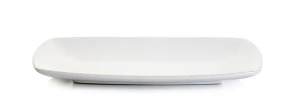 빈 흰색 사각형 접시 흰색 절연 — 스톡 사진