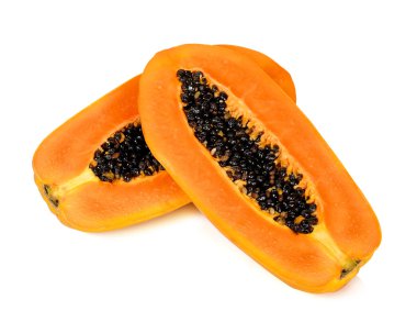 Beyaz arka plan üzerinde izole olgun papaya