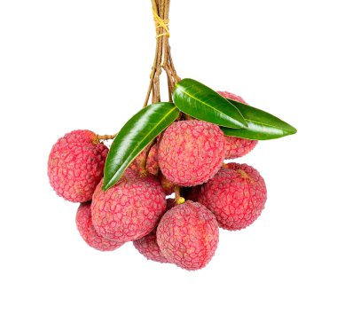 Lychee ya da Çin üzerinde beyaz izole