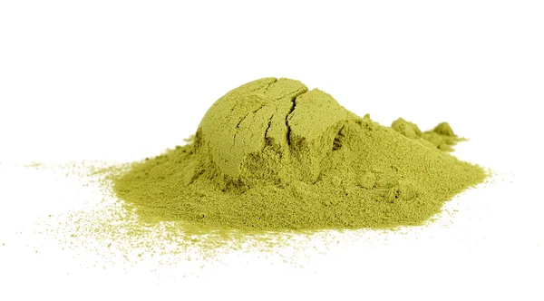 Green tea powder isolated on white background — Stock Photo, Image