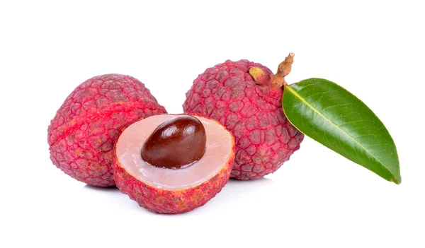 Litchi eller litchi isolerat på den vita bakgrunden — Stockfoto