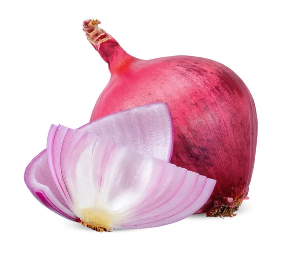 Red Onion Slice Isolated White Background Onion Clipping Path — 스톡 사진