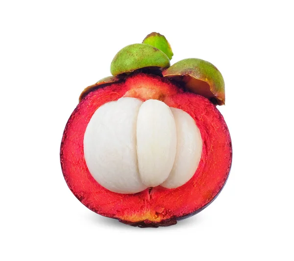 Half Mangosteen Isolated White Background Mangosteen Clipping Path — Stock Photo, Image