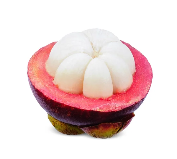 Half Mangosteen Isolated White Background Mangosteen Clipping Path — Stock Photo, Image