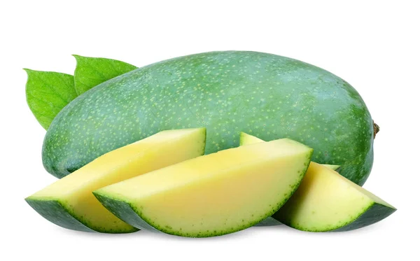 Fresh Green Mango Isolated White Background Mango Clipping Path — Stock Photo, Image