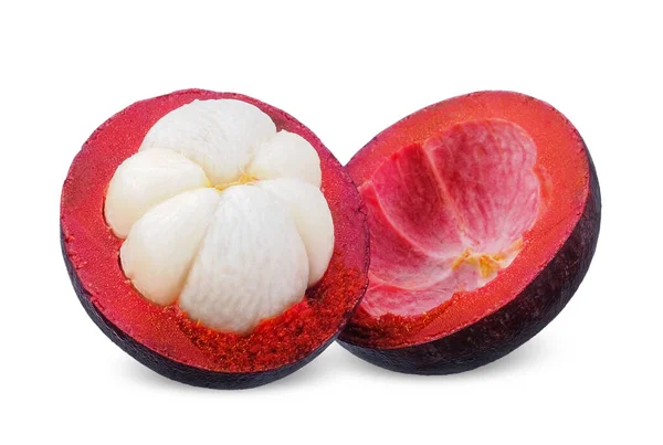 Mangosteen Izolován Bílém Pozadí Cesta Ořezávání Mangostanů — Stock fotografie