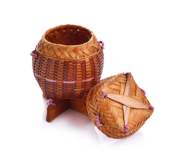 Bamboo wooden rice box call Kratib Rice in Thailand — Stock Photo, Image