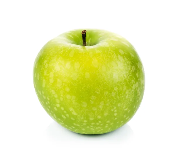 Зелене яблуко ізольоване на білому тлі — стокове фото