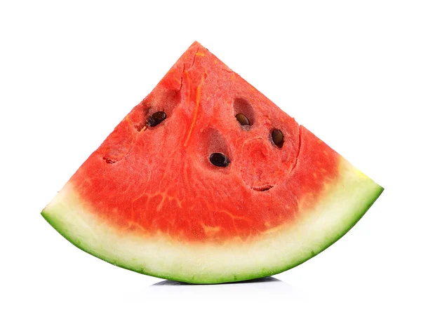 Plátek vodního melounu na bílém pozadí — Stock fotografie
