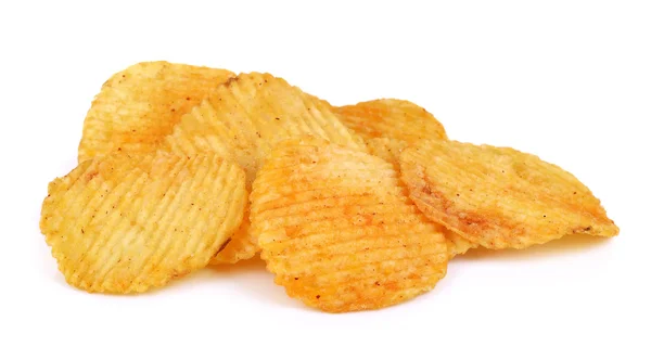Aardappel chips geïsoleerd op witte achtergrond Stockafbeelding