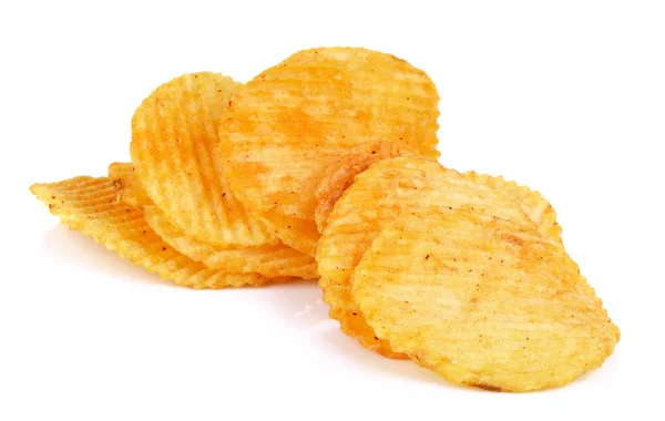 Aardappel chips geïsoleerd op witte achtergrond Rechtenvrije Stockafbeeldingen