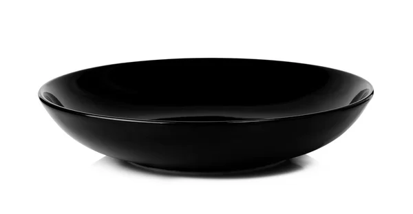 白い背景に分離された黒のプレート — ストック写真