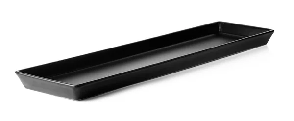흰색 배경에 고립 된 긴 검은 접시 — 스톡 사진