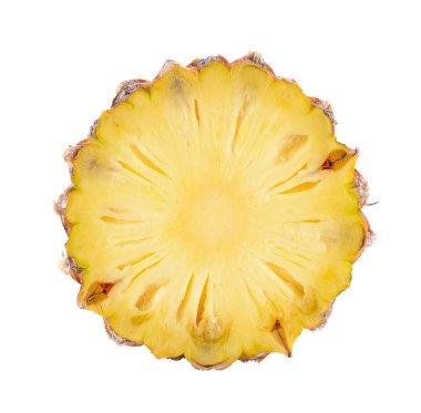 Beyaz arka plan üzerinde izole dilim ananas