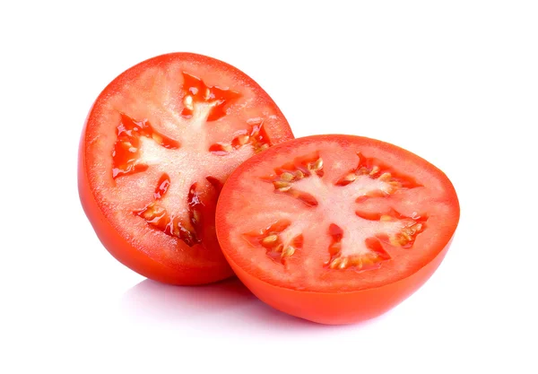 흰색 바탕에 절연 슬라이스 토마토 — 스톡 사진