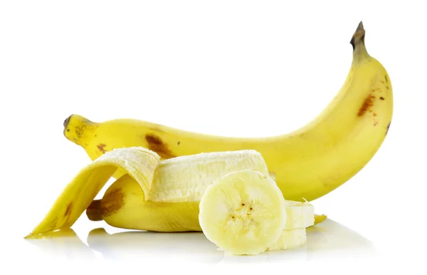 Banano amarillo aislado sobre el fondo blanco — Foto de Stock