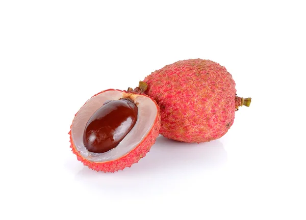 Lychee of litchi geïsoleerd op de witte achtergrond — Stockfoto