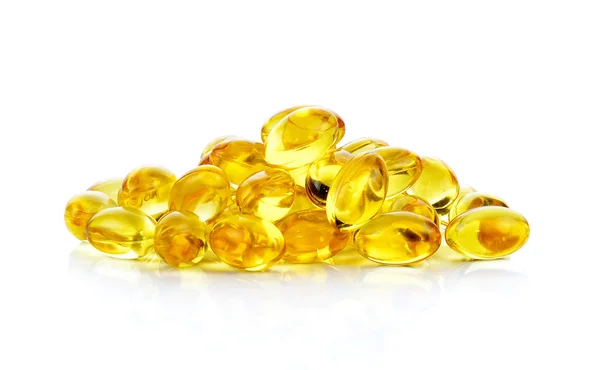 Fish oil capsules isolated on the white background — Stock Photo, Image