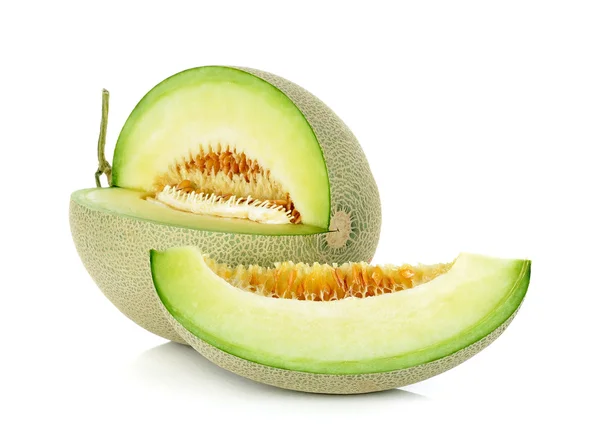 Cantaloupe Melone isoliert auf dem weißen Hintergrund — Stockfoto