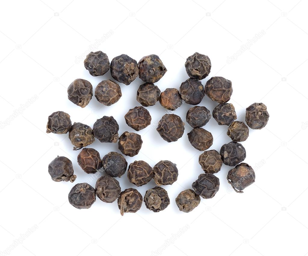 Black pepercorn isolated on the white background