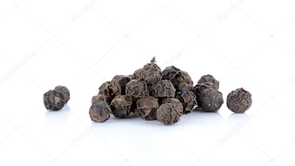 Black pepercorn isolated on the white background