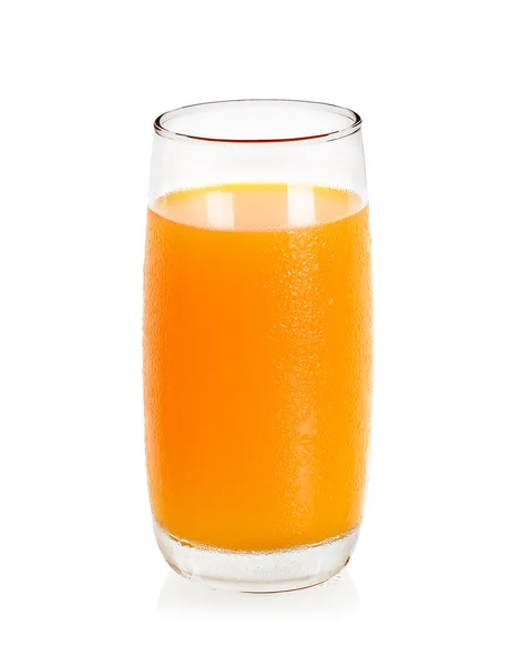 Kaca dengan jus jeruk diisolasi pada latar belakang putih — Stok Foto