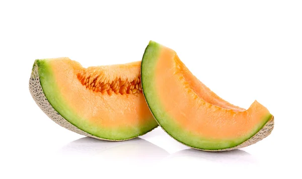 Rebanadas Fruto de melón aislado sobre fondo blanco — Foto de Stock