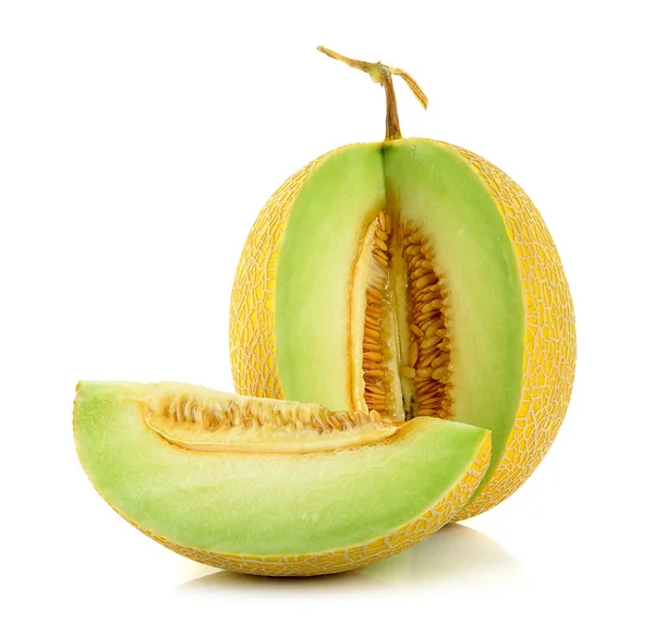 Cantaloupe Melone isoliert auf dem weißen Hintergrund — Stockfoto