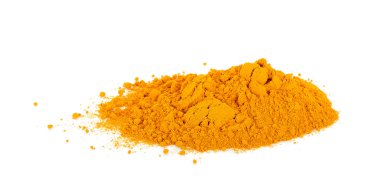 Beyaz arka plan üzerinde izole zerdeçal (Curcuma) tozu
