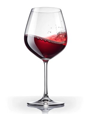 Kırmızı şarabın hareketli baloncukları ve canlı renkleri yakalayan dinamik bir görüntüsü.