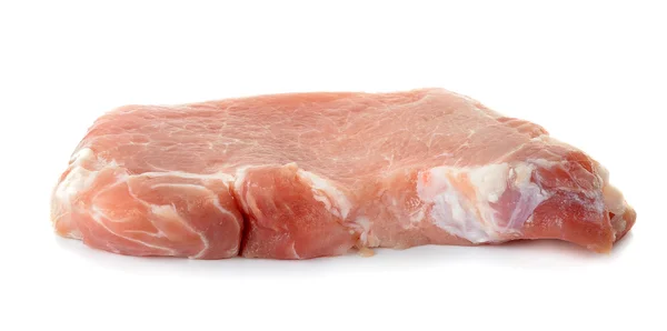 Scheibe mit Schweinefleisch isoliert auf weißem Hintergrund — Stockfoto