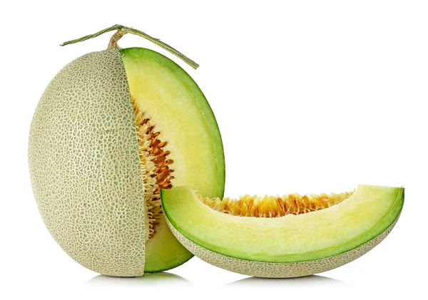 Cantaloupe Melone isoliert auf dem weißen Hintergrund — Stockfoto