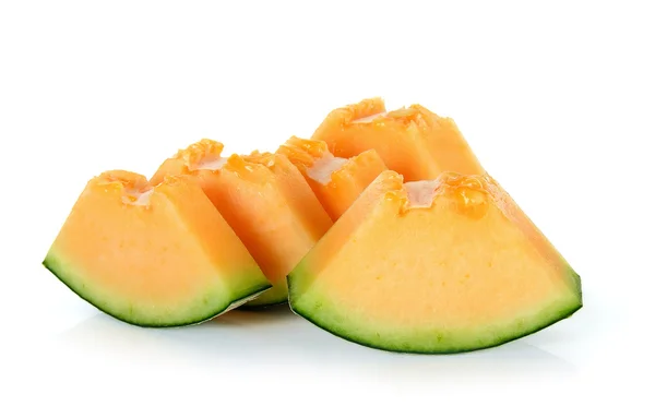 Cantaloupe Melone isoliert auf dem weißen Hintergrund — Stockfoto