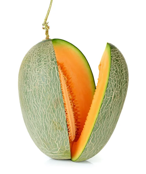 Meloen meloen geïsoleerd op de witte achtergrond — Stockfoto